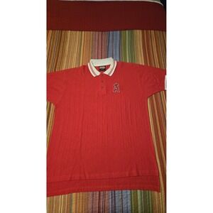 Stitches Los Angeles Angels Mens Red Pinstripe Polo Shirt Embroidered Logo Large
